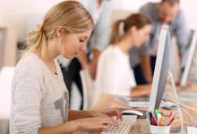 working with computer