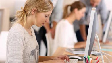 working with computer