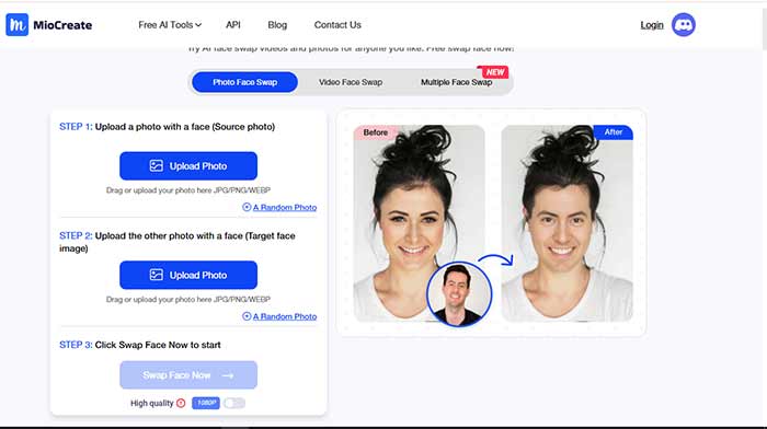 پلتفرم آنلاین MioCreate AI Face Swap